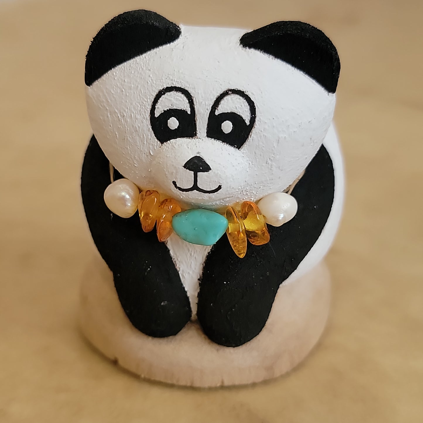 Elise Westika Cottonwood Root Panda Bear Zuni Fetish/ Folk Art