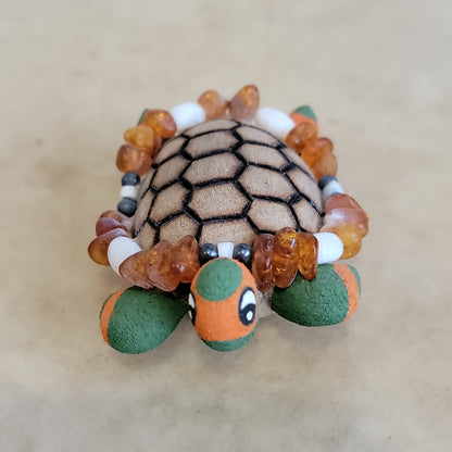 Ornate Cottonwood Root Handpainted Turtle Zuni Fetish/ Folk Art