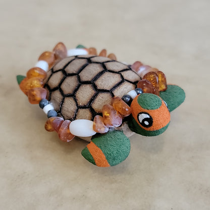 Ornate Cottonwood Root Handpainted Turtle Zuni Fetish/ Folk Art