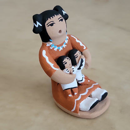 Angie Loretto Jemez Pueblo Pottery Storyteller w/two babies