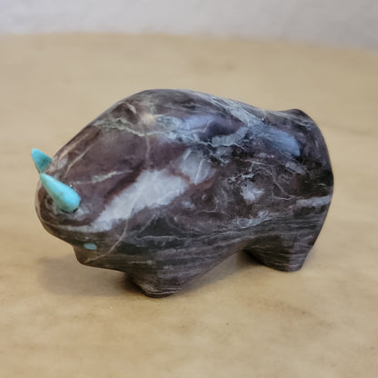 Cloud Marble Zuni Fetish Bison/Buffalo