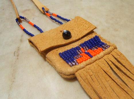 Leslie Bitsie Jr.  Beaded Bag/Necklace Navajo Indian Beadwork