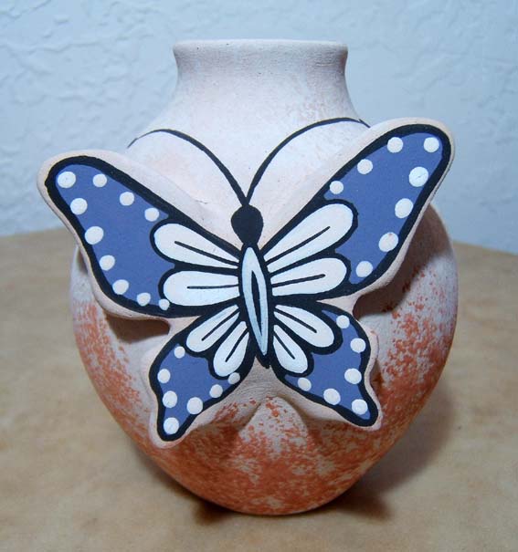 Tony Lorenzo Jemez Pueblo Pottery With Butterfly
