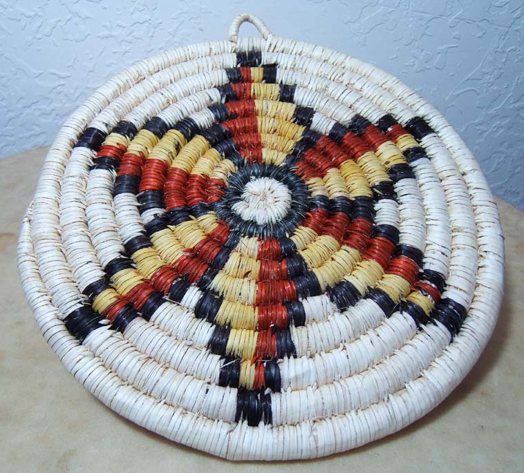 Pat Howesa Hopi Coiled Star Pattern Indian Basket