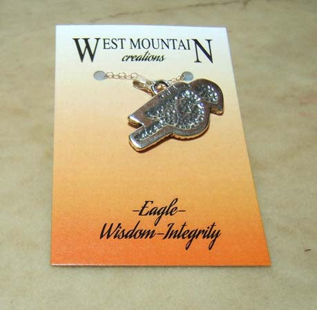 "West Mountain" Eagle Sterling Silver Zuni Fetish Pendant Necklace