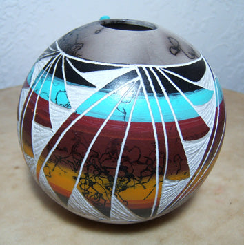 Shirley Smith Navajo Pottery Horsehair Bowl