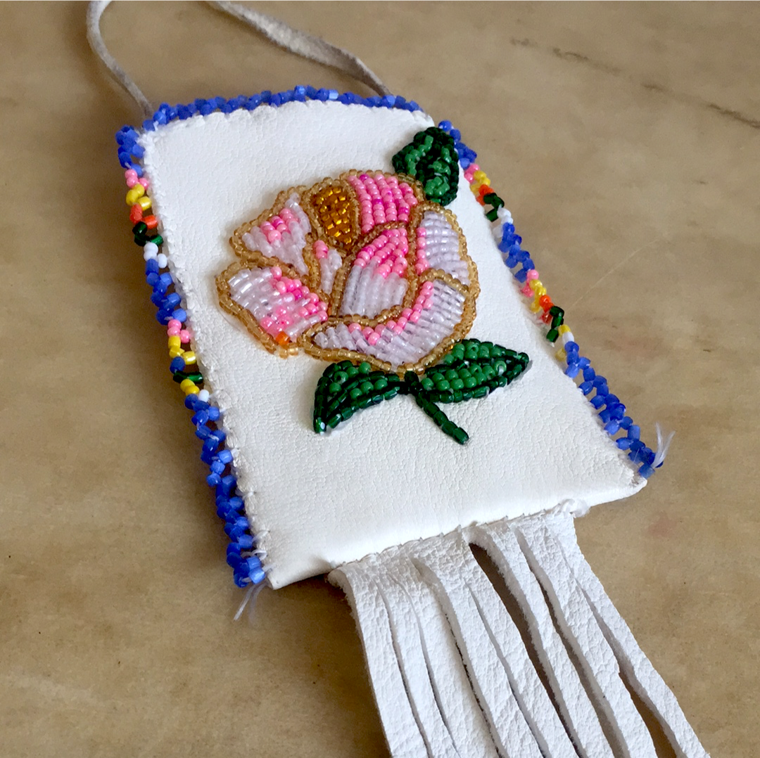 Shirley Smith Navajo Floral Beaded Pouch Indian Beadwork